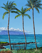 Three Palms at Kapalua Maui Painting by Darice Machel McGuire