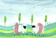 Three Sheep Ballet Recital Painting by Jo Potocki