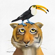 Tiger and Toucan Painting by Tammy Lee Bradley