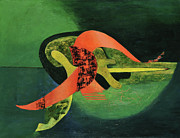 Tihanyi Lajos paintings - Red-green-blue abstract Painting by Tihanyi Lajos