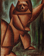 Grizzly Bear Standing on Hind Legs Painting Painting by Tommervik