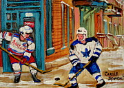 Toronto Maple Leaf Vs New York Ranger At Wilensky Diner Montreal Winter Street Hockey Scene Cspandau Painting by Carole Spandau Toronto Maple Leaf Vs New York Ranger At Wilensky Diner Montreal Winter Street Hockey Scene Cspandau Painting by Carole Spandau