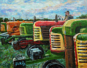 Tractor Pull Line up Painting by Robert FERD Frank Tractor Pull Line up Painting by Robert FERD Frank