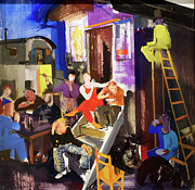 Travelling circus performers by Aba-Novak Vilmos Painting by Aba-Novak Vilmos