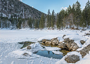 Tree Lined Mountain Lake With Dusting of Snow Photograph by Joanne Eastope