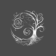 Tree Of Life Silver Tones Watercolor Painting by Irina Sztukowski