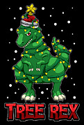 Tree Rex TRex As Christmas Dinosaur Decoration Digital Art by Mister Tee
