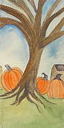 Tree with Pumpkins Mixed Media by Lisa Neuman