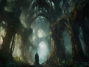 Trees Echo or Fantasy Art Cathedral Forest Digital Art by George Grie