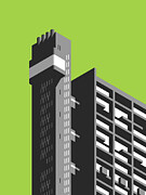 Trellick Tower London Brutalist Architecture - Lime Digital Art by Organic Synthesis