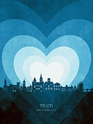 Trier Germany Skyline Hearts Blue #21 Digital Art by Michael Tompsett Trier Germany Skyline Hearts Blue #21 Digital Art by Michael Tompsett