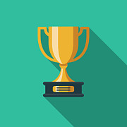 Trophy Flat Design Education Icon with Side Shadow Drawing by Bortonia