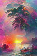 Tropical Fantasy Sunset Two Digital Art by Elisabeth Lucas