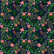 Tropical Garden - Dark Blue Digital Art by Spacefrog Designs Tropical Garden - Dark Blue Digital Art by Spacefrog Designs