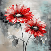 Turquoise and Red Flower Art Digital Art by Lourry Legarde Turquoise and Red Flower Art Digital Art by Lourry Legarde
