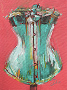 Turquoise BUSTIER on Coral Painting by Roxanne Dyer