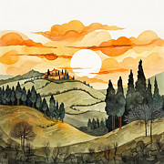 Tuscan Rolling Hills Paintings Painting by Lourry Legarde Tuscan Rolling Hills Paintings Painting by Lourry Legarde