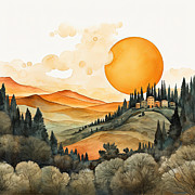 Tuscany in Summer Art Painting by Lourry Legarde Tuscany in Summer Art Painting by Lourry Legarde