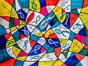 Twenty Plus Fish, Triangulated or Not Painting by J Vincent Scarpace