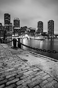 Twilight Glow Over Boston Harbor - Black And White Photograph by Gregory Ballos Twilight Glow Over Boston Harbor - Black And White Photograph by Gregory Ballos