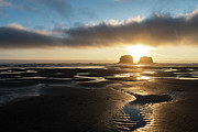 Twin Rocks Sunset Photograph by Mary Hone