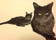 Two Cats Painting by Wendle Josepher