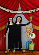 Two Headed Nun Show Green Apples of Discord Painting by Jo Potocki
