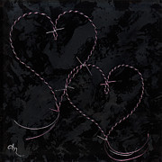 Two Hearts Barbed Violet Mixed Media by Tamara Nelson Two Hearts Barbed Violet Mixed Media by Tamara Nelson