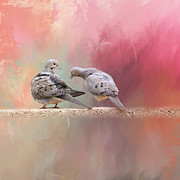 Two Turtle Doves 02 Mixed Media by Elisabeth Lucas