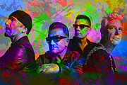 U2 Band Paint Splatters Portrait Mixed Media by Design Turnpike