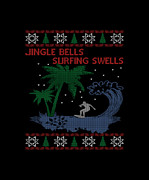 Ugly Jingle Bells Surfing Swells Christmas Digital Art by Tinh Tran Le Thanh