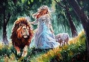 Una, the Lion, and the Lamb From the Faerie Queene Pastel by Daniel Eskridge