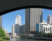 Under North Columbus Drive -- Buildings along the Chicago River in Chicago, Illinois Photograph by Darin Volpe Under North Columbus Drive -- Buildings along the Chicago River in Chicago, Illinois Photograph by Darin Volpe