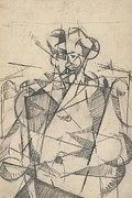 Untitled Cubist portrait of a seated man  Drawing by Albert Gleizes French
