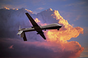 USAF MQ-1B UAV in Sunset Digital Art by Erik Simonsen