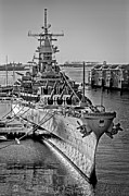 USS Wisconsin Norfolk VA BW Photograph by Susan Candelario