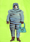 Vaccinated and Safe in Green Painting by Jo Potocki