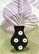 Vase and palm leaf on rosa and sage green  Digital Art by Johanna Virtanen