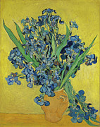 Vase with Irises Against a Yellow Background Painting by Vincent Van Gogh