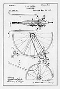 Velocipede Patent, 1887 Drawing by Granger Velocipede Patent, 1887 Drawing by Granger