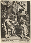 Venus Honored by the Nymphs Drawing by Jan Muller