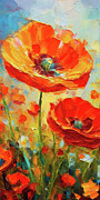 Vertical Poppy Flower Field Painting Painting by Dan Sproul