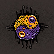 Vibrant Purple and Gold Poison Dart Frog Yin Yang Digital Art by John Schwegel