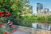 Vibrant Views - Cycling Along Austin Texas Scenic Lake Trail Photograph by Brigitte Blanchette Thompson