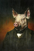 Victorian Pig Painting by Michael Thomas