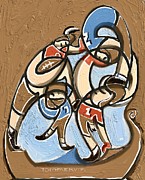 Nordic Viking Ship Football Painting Painting by Tommervik