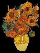 Vincent Van Gogh Sunflowers Sun Flowers T-Shirt Painting by Tony Rubino