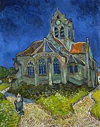 Vincent Van Gogh / 'The Church at Auvers', 1890, Oleo sobre lienzo, 94 x 74 cm. Painting by Vincent van Gogh -1853-1890-