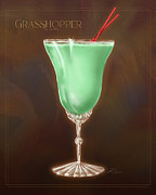 Vintage Cocktails-Grasshopper Mixed Media by Shari Warren