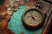 Vintage Compass on Weathered Map - Exploration and Mystery Digital Art by Matthias Hauser Vintage Compass on Weathered Map - Exploration and Mystery Digital Art by Matthias Hauser